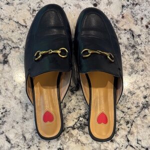 Designer inspired slide on loafer mules with horse bit - size 9.5
